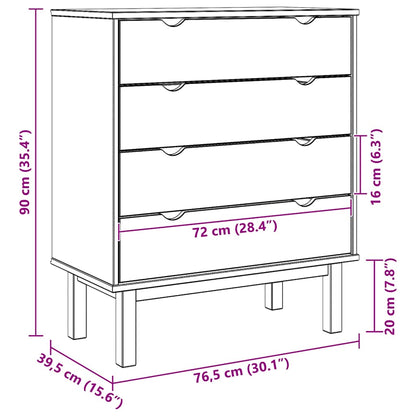 Commode OTTA 76,5x39,5x90 cm Bois de pin massif - Imagem 9