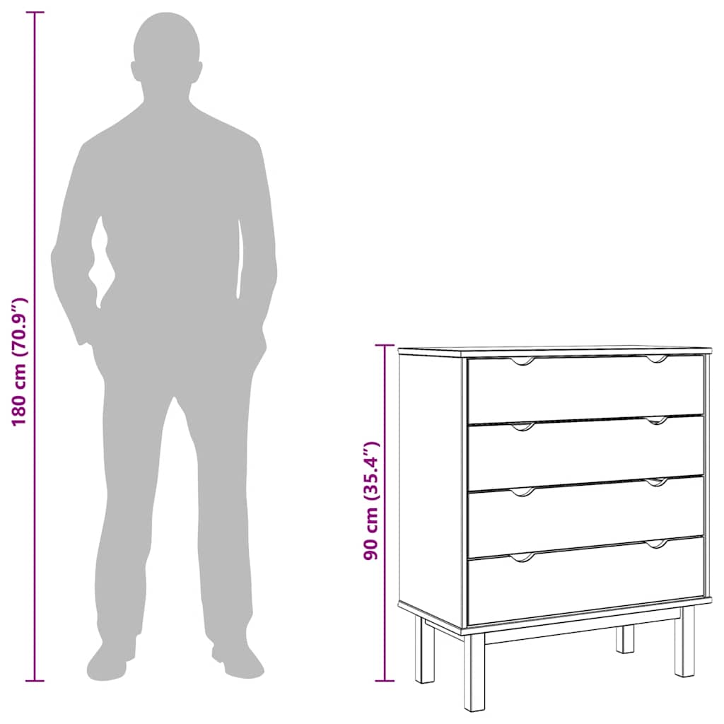 Commode OTTA 76,5x39,5x90 cm Bois de pin massif - Imagem 10