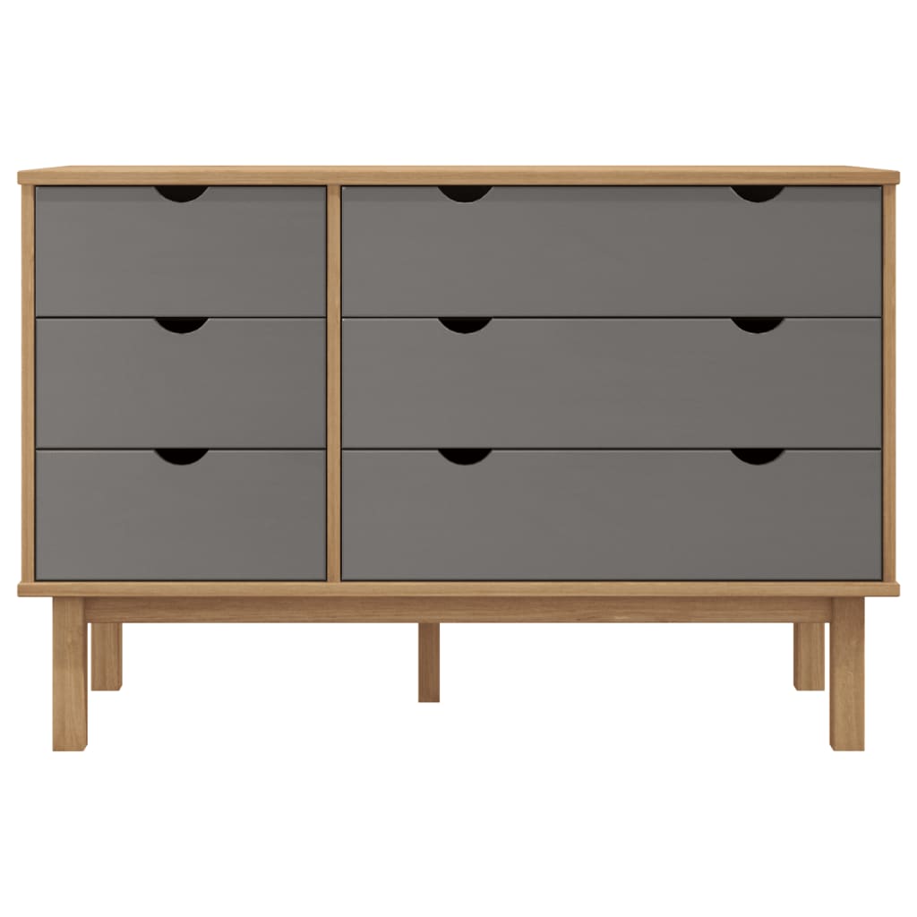 Commode OTTA marron et  111x43x73,5 cm bois de pin massif - Imagem 12