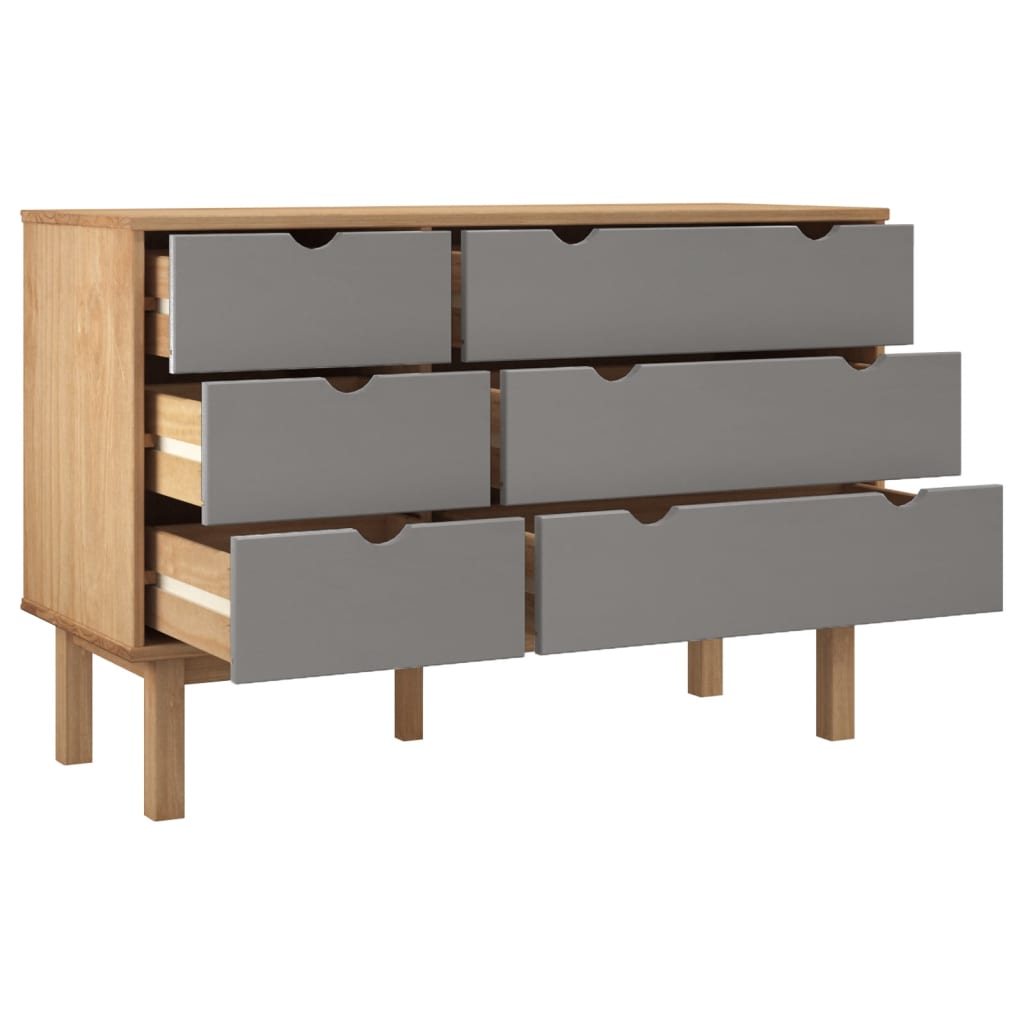 Commode OTTA marron et  111x43x73,5 cm bois de pin massif - Imagem 13