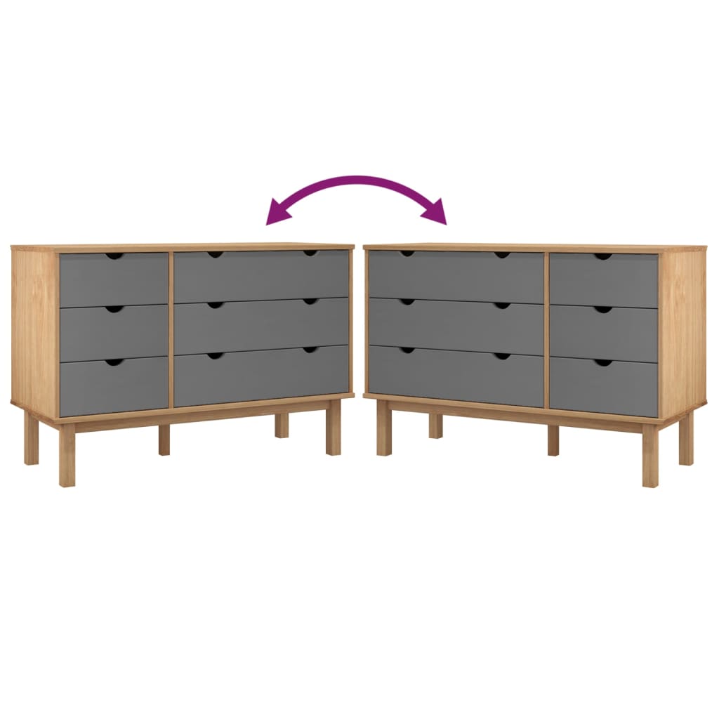 Commode OTTA marron et  111x43x73,5 cm bois de pin massif - Imagem 16