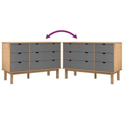 Commode OTTA marron et  111x43x73,5 cm bois de pin massif - Imagem 16