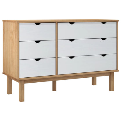 Commode OTTA marron et  111x43x73,5 cm bois de pin massif - Imagem 2