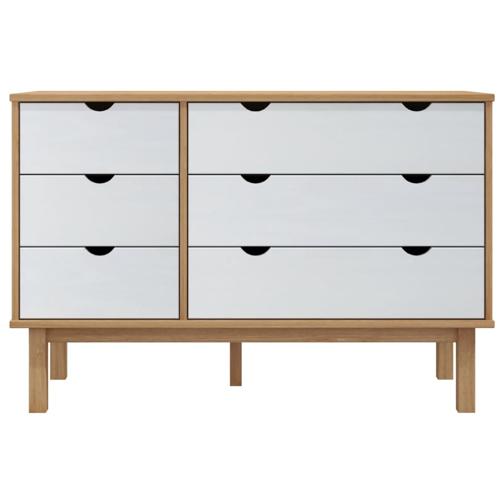 Commode OTTA marron et  111x43x73,5 cm bois de pin massif - Imagem 3