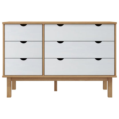 Commode OTTA marron et  111x43x73,5 cm bois de pin massif - Imagem 3