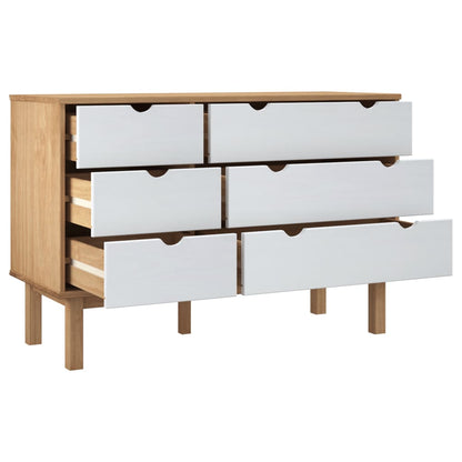 Commode OTTA marron et  111x43x73,5 cm bois de pin massif - Imagem 4