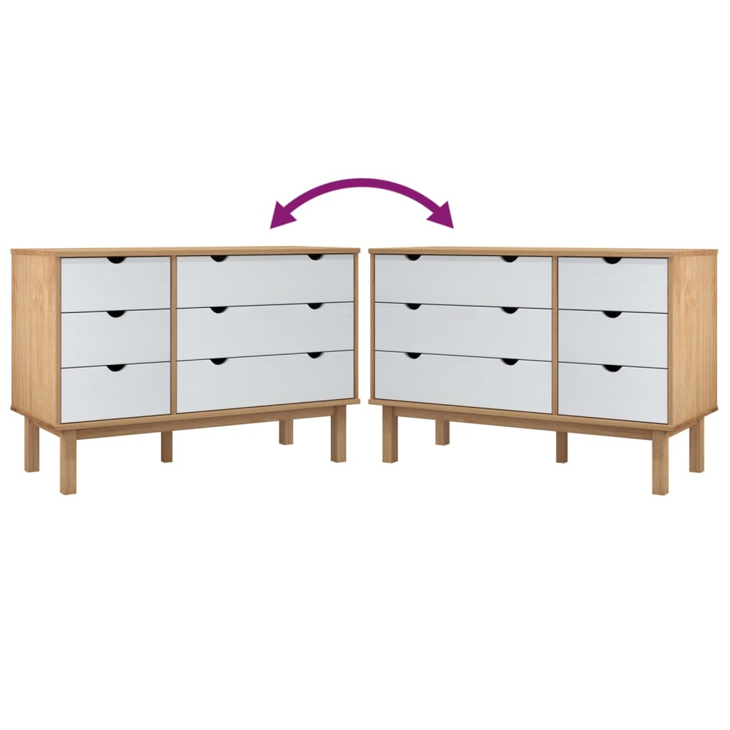 Commode OTTA marron et  111x43x73,5 cm bois de pin massif - Imagem 7