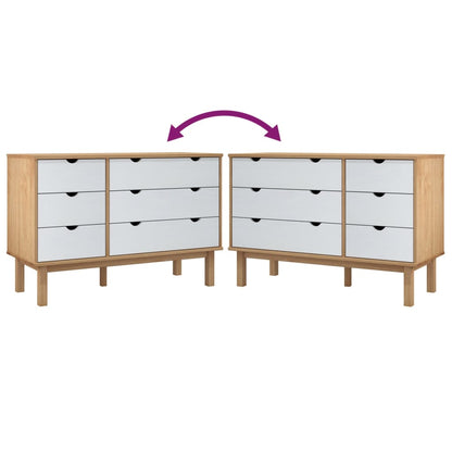 Commode OTTA marron et  111x43x73,5 cm bois de pin massif - Imagem 7
