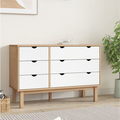 Commode OTTA marron et  111x43x73,5 cm bois de pin massif - Imagem 1