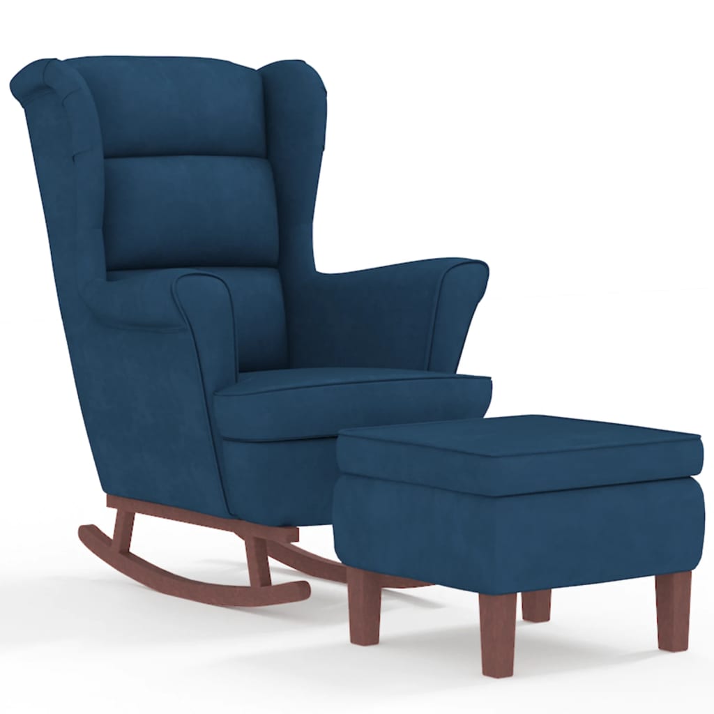 Fauteuil à bascule à oreilles en velours  bois massif - Imagem 2