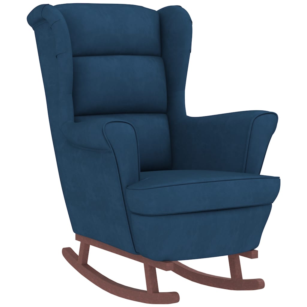 Fauteuil à bascule à oreilles en velours  bois massif - Imagem 4