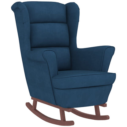 Fauteuil à bascule à oreilles en velours  bois massif - Imagem 4
