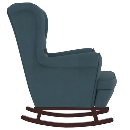 Fauteuil à bascule à oreilles en velours  bois massif - Imagem 6