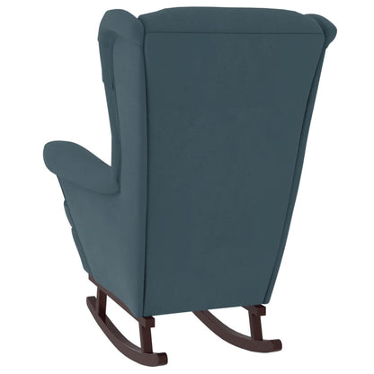 Fauteuil à bascule à oreilles en velours  bois massif - Imagem 7