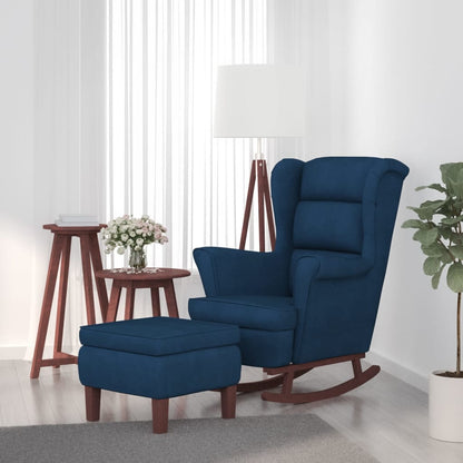 Fauteuil à bascule à oreilles en velours  bois massif - Imagem 1
