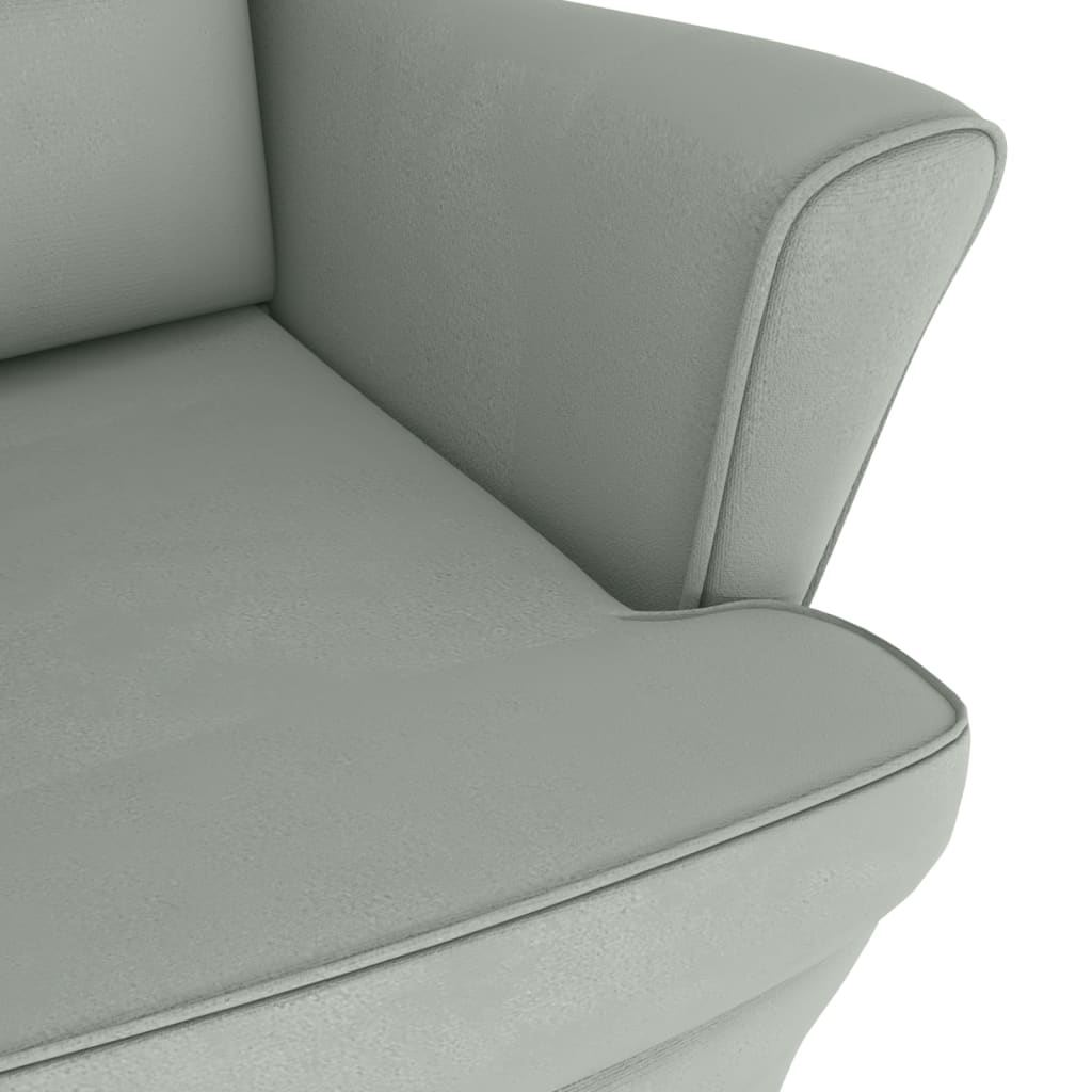 Fauteuil à bascule à oreilles - Hévéa massif - Velours bleu - Sensuri Maison