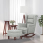 Fauteuil à bascule à oreilles - Hévéa massif - Velours bleu - Sensuri Maison