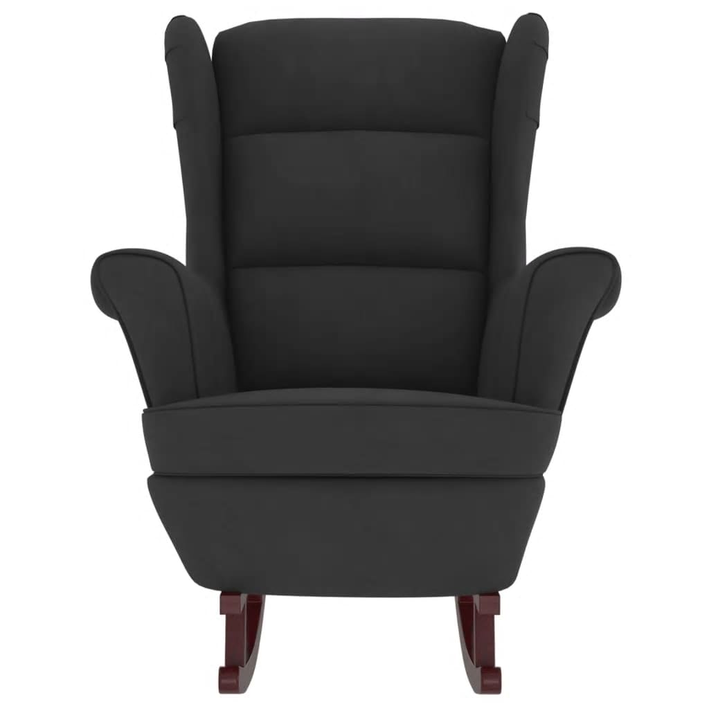 Fauteuil à bascule à oreilles - Hévéa massif - Velours bleu - Sensuri Maison