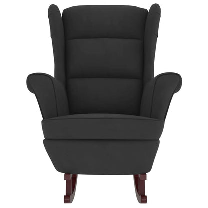 Fauteuil à bascule à oreilles - Hévéa massif - Velours bleu - Sensuri Maison