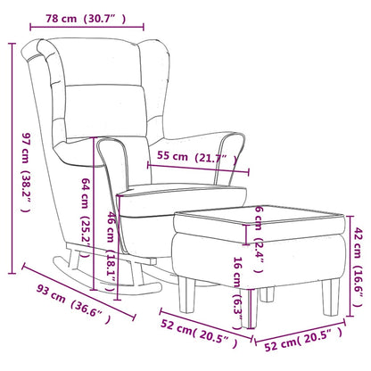 Fauteuil à bascule à oreilles - Hévéa massif - Velours bleu - Sensuri Maison