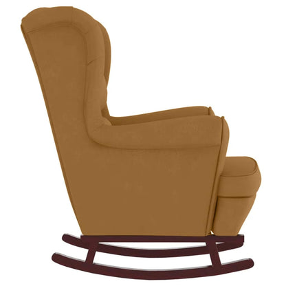 Fauteuil à bascule à oreilles en velours  bois massif - Imagem 18