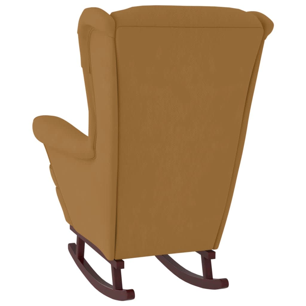 Fauteuil à bascule à oreilles en velours  bois massif - Imagem 19