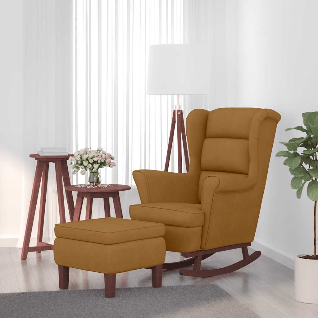 Fauteuil à bascule à oreilles en velours  bois massif - Imagem 13