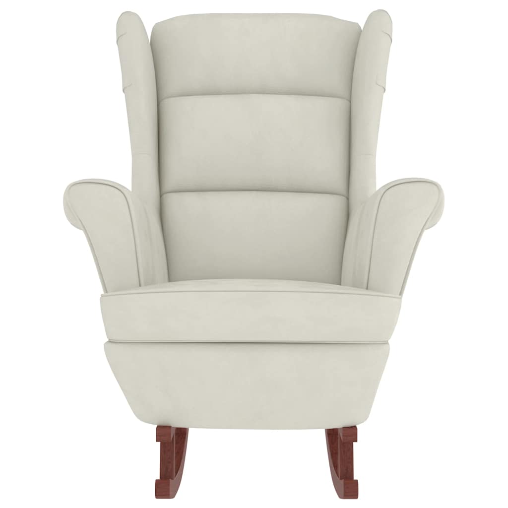 Fauteuil à bascule à oreilles - Hévéa massif - Velours bleu - Sensuri Maison