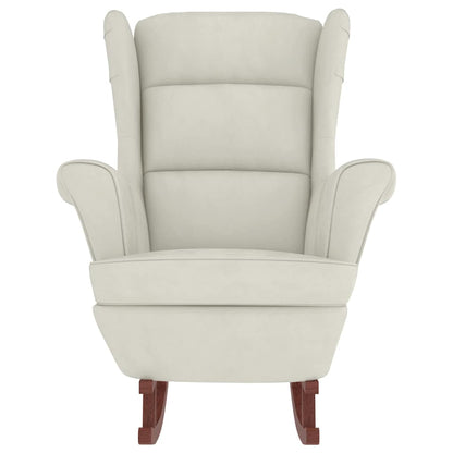 Fauteuil à bascule à oreilles - Hévéa massif - Velours bleu - Sensuri Maison