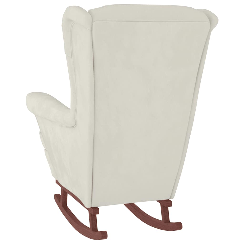 Fauteuil à bascule à oreilles - Hévéa massif - Velours bleu - Sensuri Maison