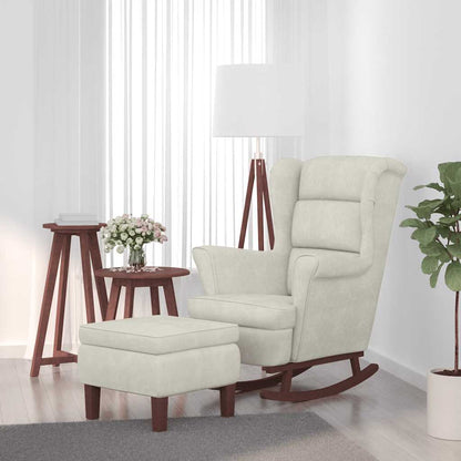 Fauteuil à bascule à oreilles - Hévéa massif - Velours bleu - Sensuri Maison