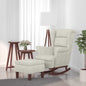 Fauteuil à bascule à oreilles - Hévéa massif - Velours bleu - Sensuri Maison