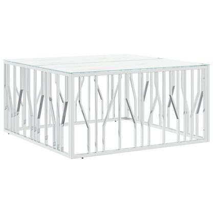 Table basse argenté 100x100x50 cm acier inoxydable et verre - Imagem 2