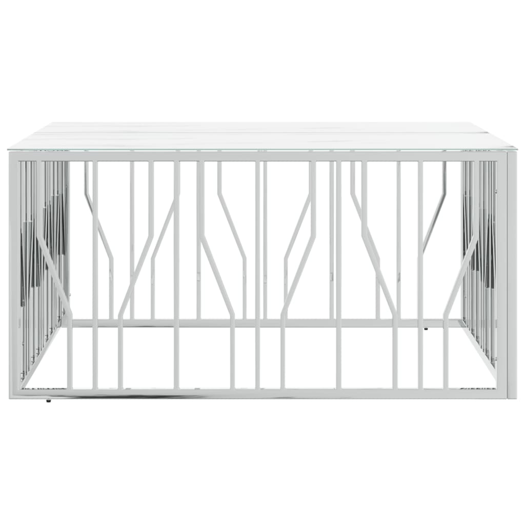 Table basse argenté 100x100x50 cm acier inoxydable et verre - Imagem 3