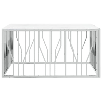 Table basse argenté 100x100x50 cm acier inoxydable et verre - Imagem 3