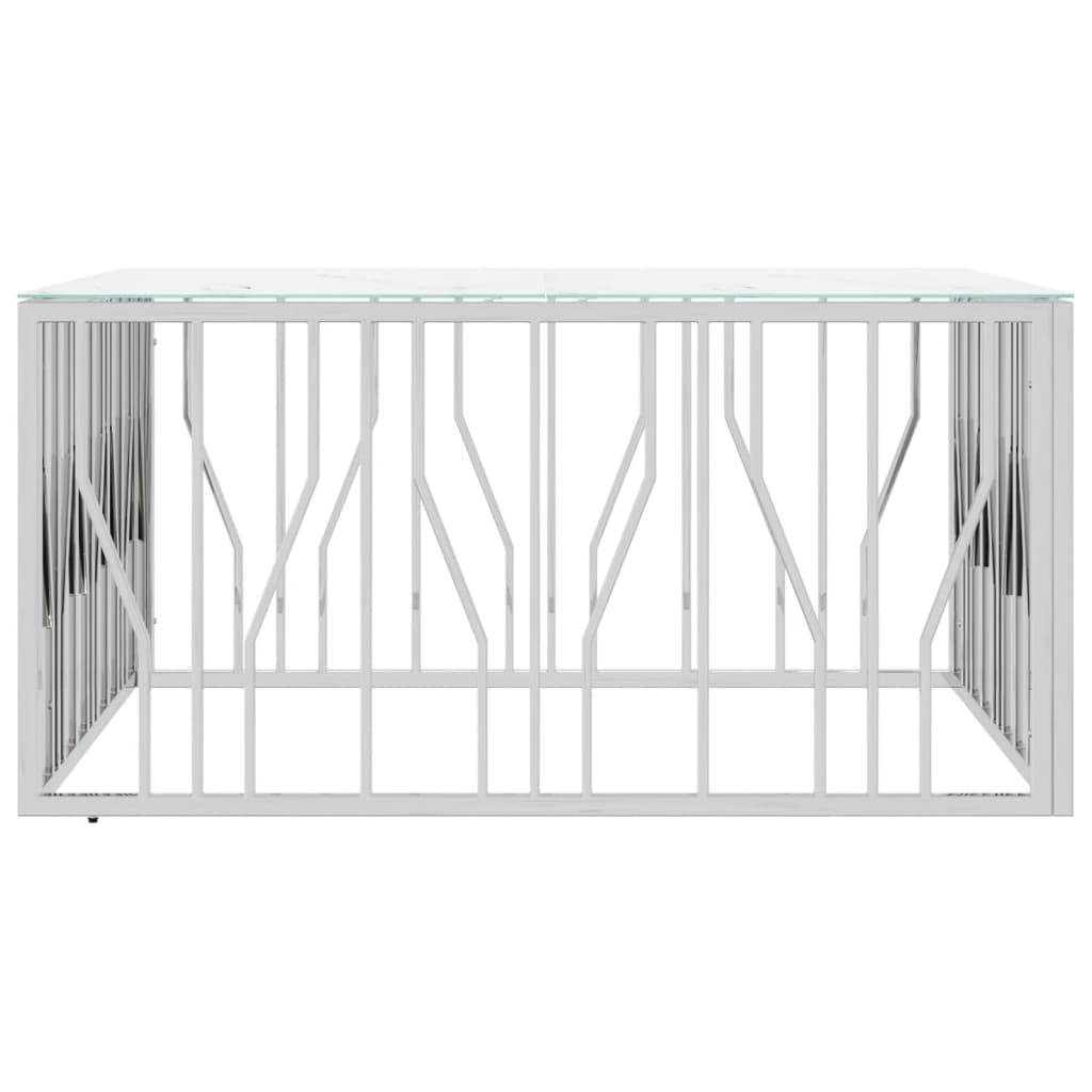 Table basse argenté 100x100x50 cm acier inoxydable et verre - Imagem 4