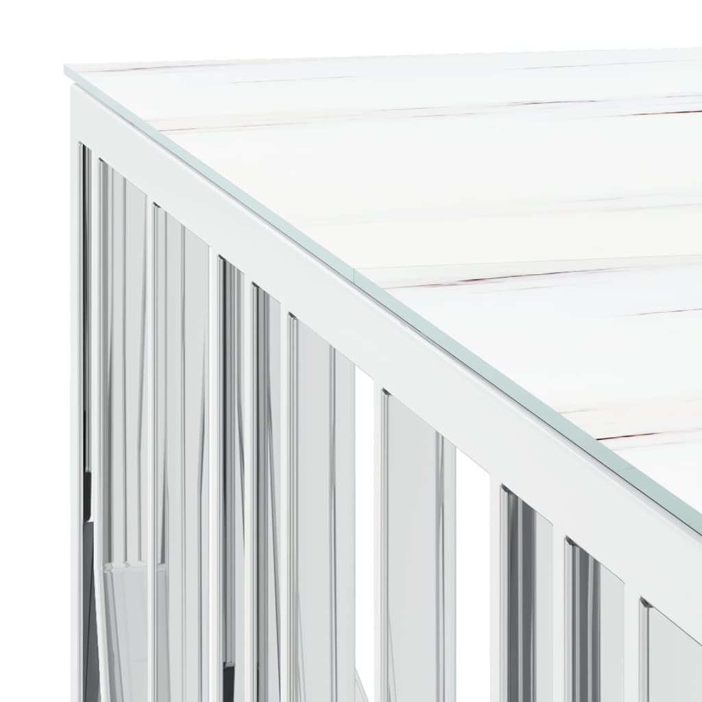 Table basse argenté 100x100x50 cm acier inoxydable et verre - Imagem 5