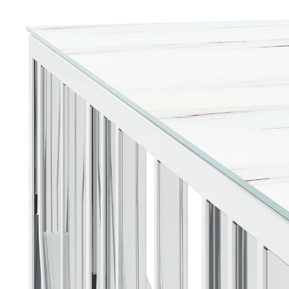 Table basse argenté 100x100x50 cm acier inoxydable et verre - Imagem 5