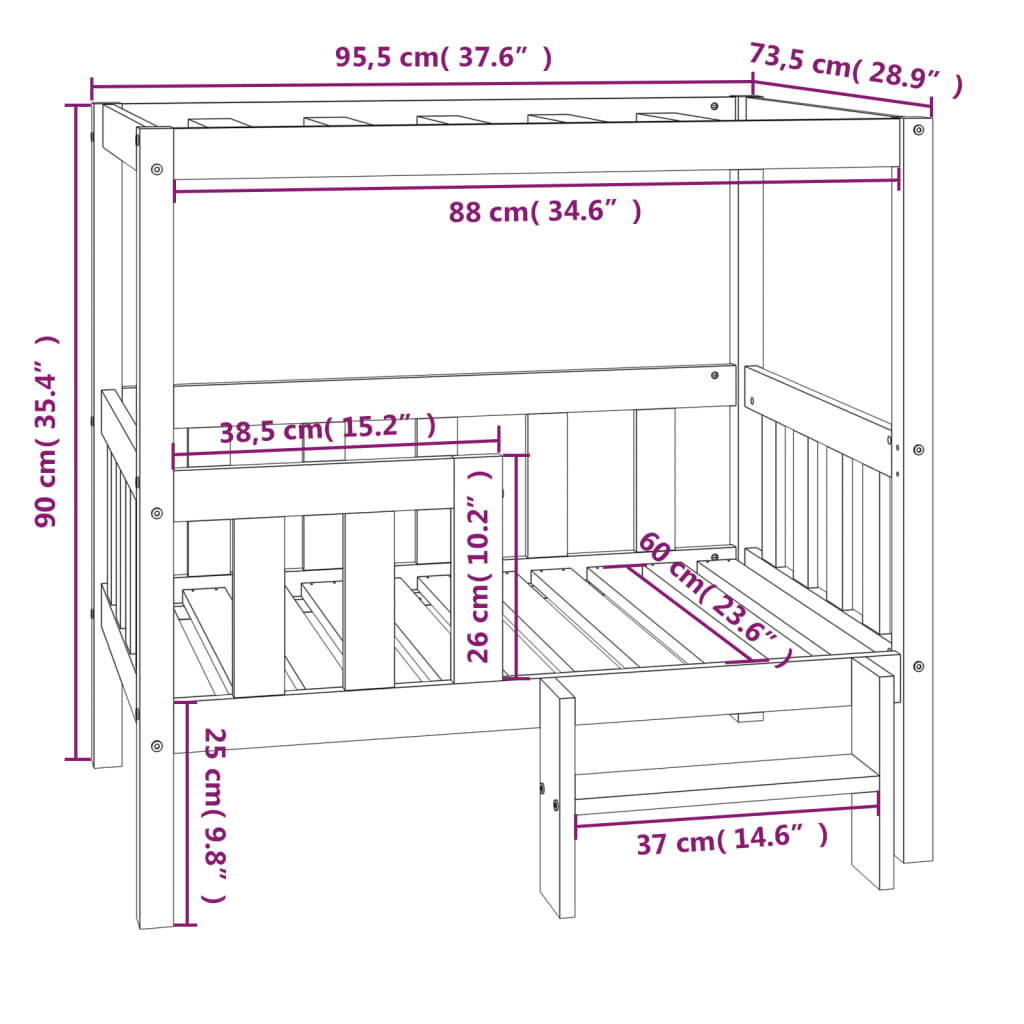 Lit pour chien  105,5x83,5x100 cm Bois de pin solide - Imagem 16