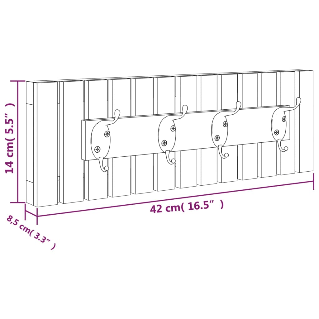 Cintre mural 42x8,5x14 cm Bois massif de noyer - Imagem 6