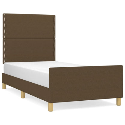 Cadre de lit sans matelas marron foncé 90x190 cm tissu - Imagem 2