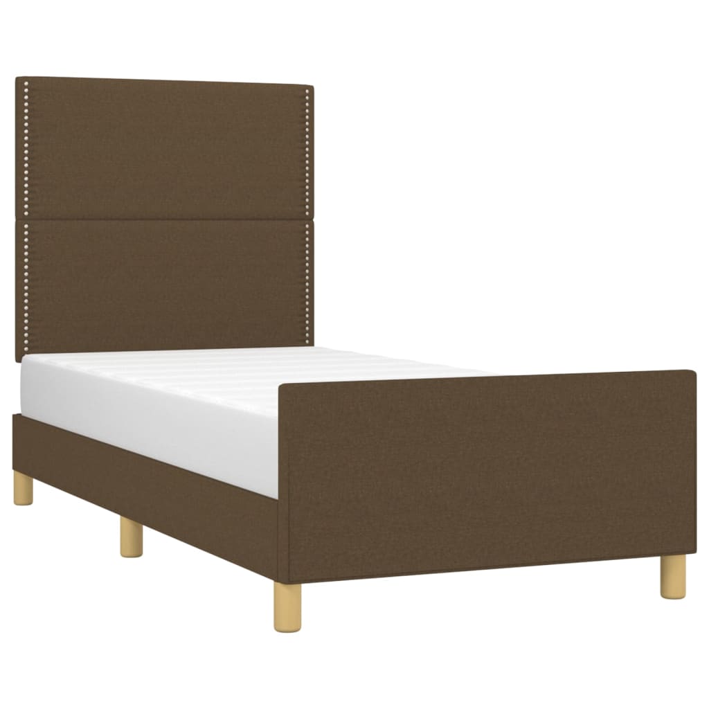 Cadre de lit sans matelas marron foncé 90x190 cm tissu - Imagem 3
