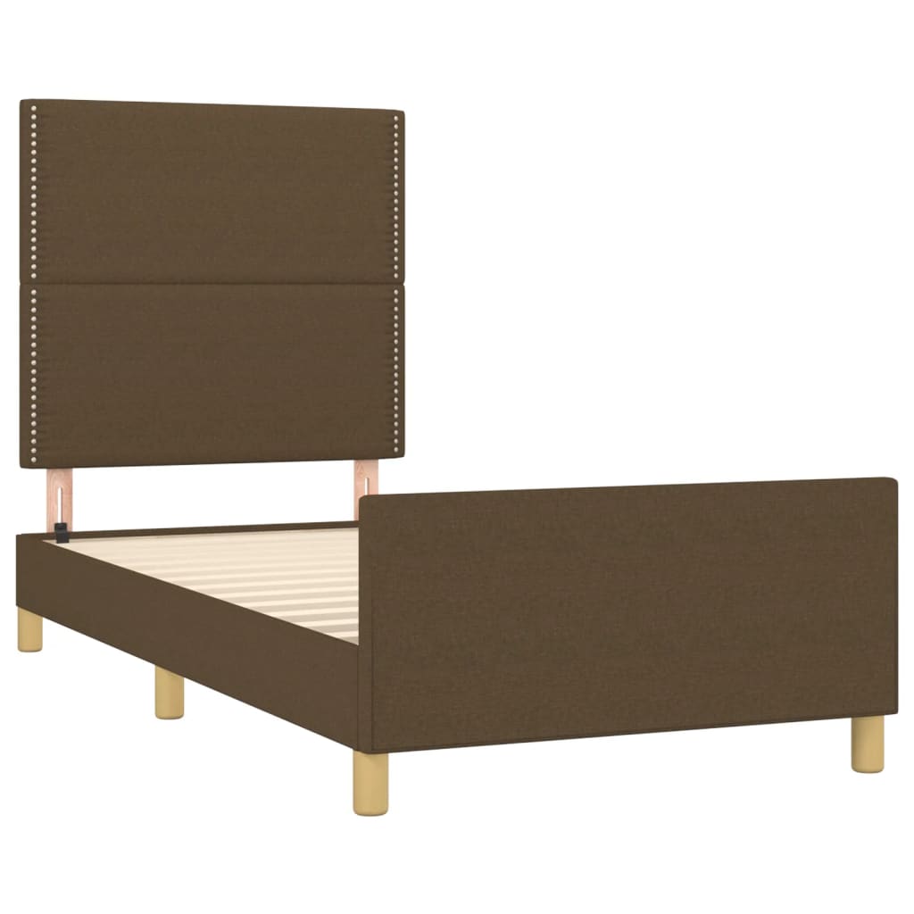 Cadre de lit sans matelas marron foncé 90x190 cm tissu - Imagem 4