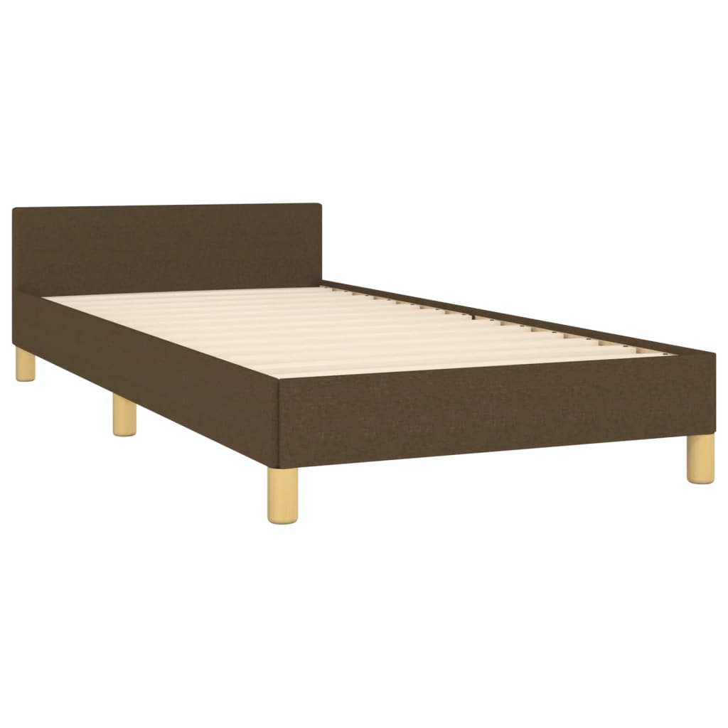 Cadre de lit sans matelas marron foncé 90x190 cm tissu - Imagem 5