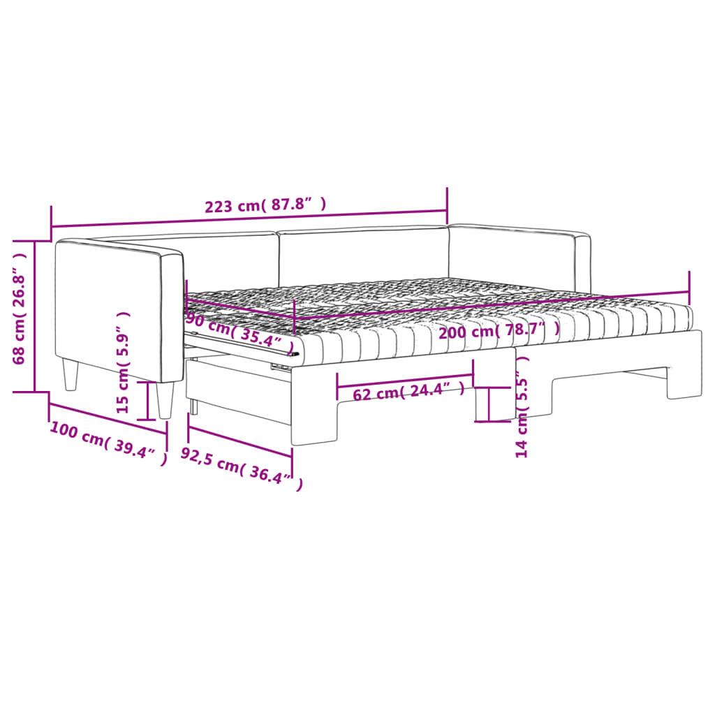 Daybed with trundle and mattresses - 80x200 cm - Sensuri Maison