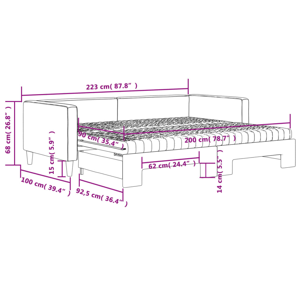 Daybed with trundle and mattresses - 80x200 cm - Sensuri Maison