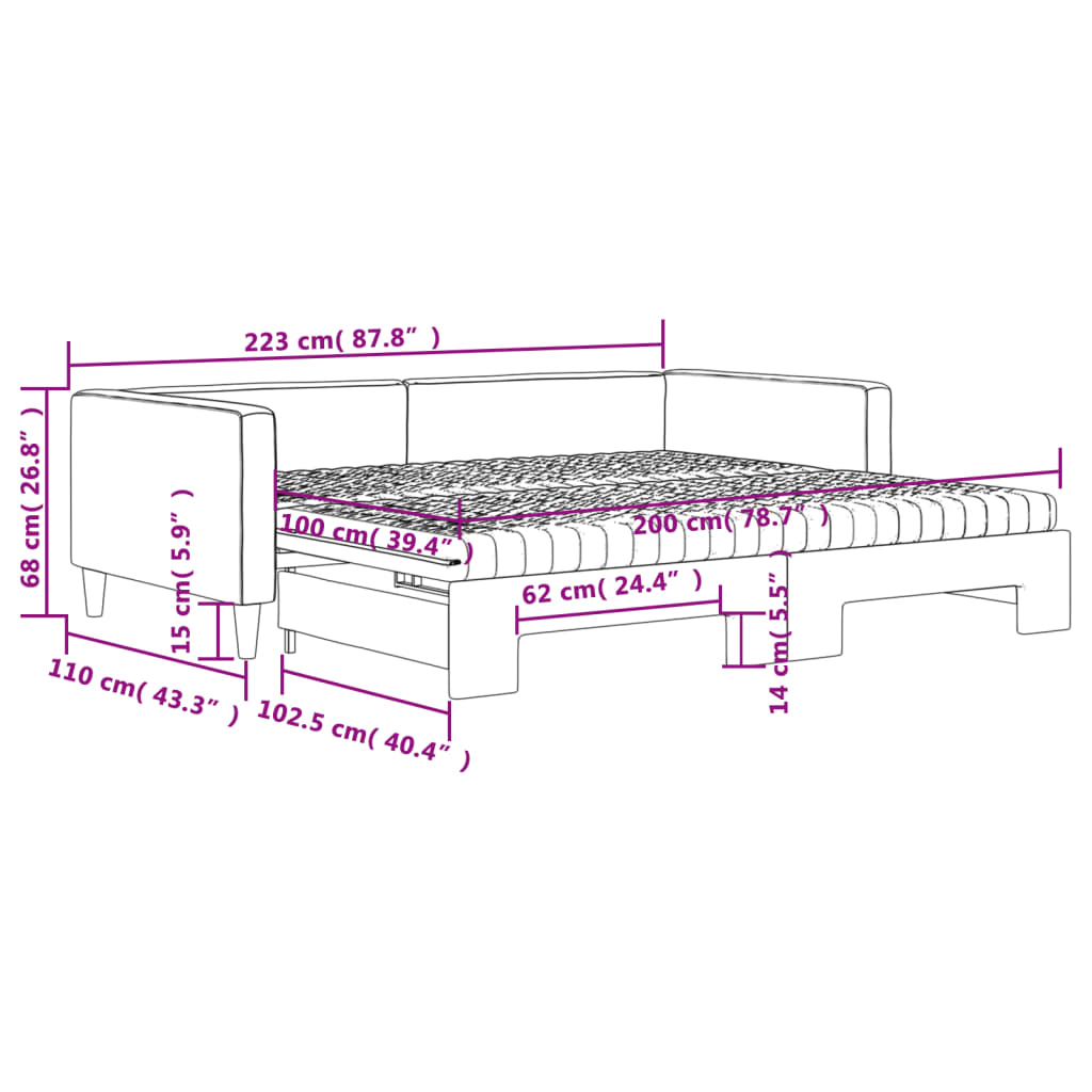 Daybed with trundle and mattresses - 80x200 cm - Sensuri Maison