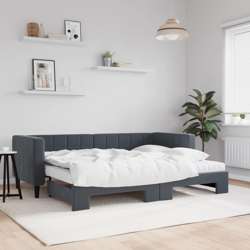 Lit de jour avec lit gigogne et matelas - 80x200 cm - Sensuri Maison