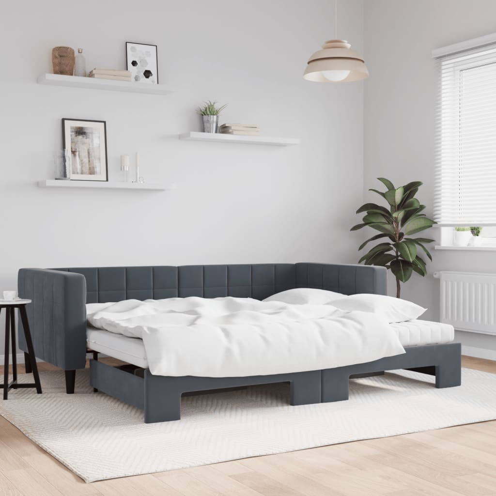 Lit de jour avec lit gigogne et matelas - 80x200 cm - Sensuri Maison