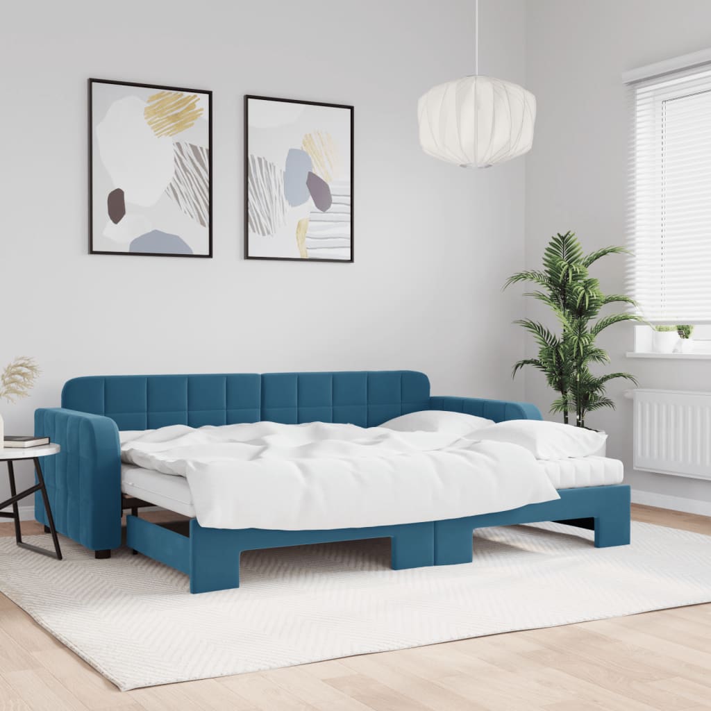 Lit de jour avec lit gigogne et matelas  80x200 cm velours - Imagem 1